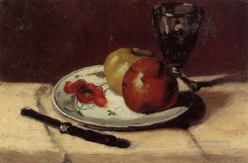  Apple Painting - Still Life Apples and a Glass Paul Cezanne